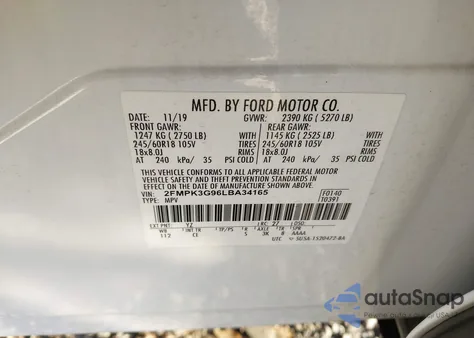 2020 Ford Edge Se z USA, uszkodzony, nr VIN 2FMPK3G96LBA34165
